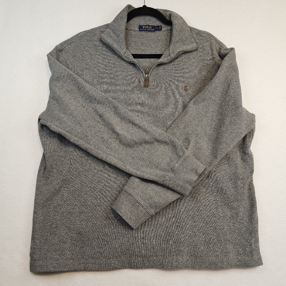 Polo‎ by Ralph Lauren ¼ Zip Gray Men's Sweater Size L